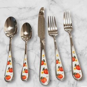 Temptations HARVEST Pumpkin Design Silverware Set NWT Flatware Set